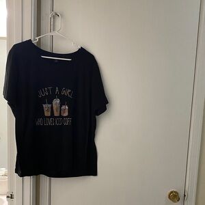 SHEIN Black Tee with Iced Coffee Graphic